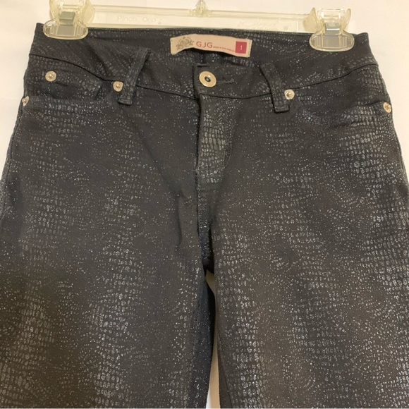 GJG Skinny black pants with shiny snake print size 1 - Picture 1 of 8